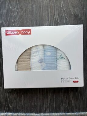 NEW Gllquen Baby Muslin Droll Bibs 0-36 months unopened box- Ocean Whimsy